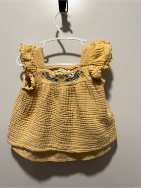 2/$15🥳 Yellow Toddler Girls Ruffled Embroidered Top